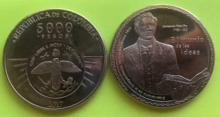 Colombia Coins 5.  000 Pesos 2017 Commemorative Unc