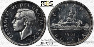 Canada $1 Dollar 1951 Pl64 Pcgs Silver George Vi Proof Like Swl Proof Like