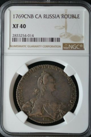 1769cnb Russian Impire Silver Coin One 1 Rouble Ruble Ngc Xf40 Russia