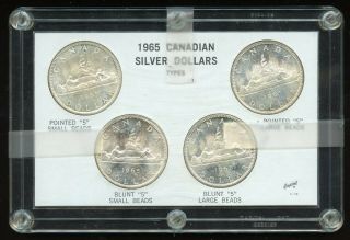 1965 Canada Silver Dollars - Set Of 4 Varieties In Capital Plastic Holder