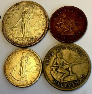 Set Of (4) - Philippines Insular Govt - (1,  5,  10,  20) Centavos Coin Set - (1903 - 1929)