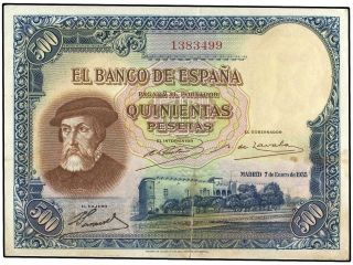 Spain.  Banke Note.  1935.  500 Pesetas.