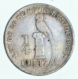 Silver - World Coin - 1926 Guatemala 1/4 Quetzal - World Silver Coin - 7.  9g 923