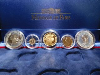 X5 France 2000 Monnaie De Paris Gold 27.  5g & Silver 44.  4g Proof Set W/ Box &