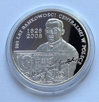 2009 Poland 10 Zl 180 Years Of Central Banking In Poland Silver Proof Coin