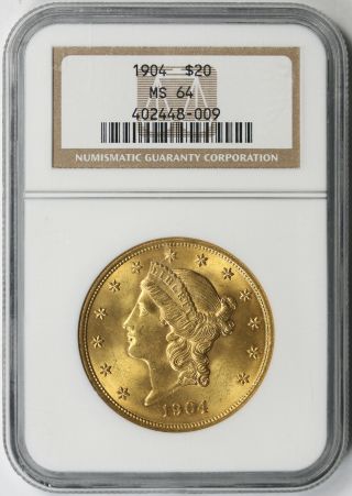 1904 Liberty Head Double Eagle Gold $20 Ms 64 Ngc
