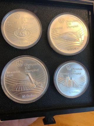 1976 Canada Olympics $10 $5 Silver Proof Coins Set 4 - Box Series 7 92.  5 (ag)