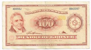 1965 Denmark 100 Kroner Replacement Note - P46r4