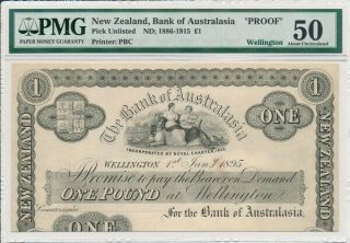 Bank Of Australasia Zealand 1 Pound 1895 Proof Wellington Pmg 50