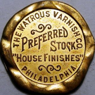 Pre 1933 Philadelphia Pennsylvania Good Luck Swastika Token Watrous Varnish Co 2
