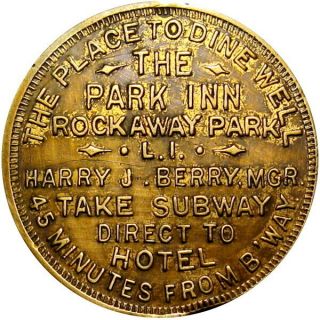 Pre 1933 Rockaway Park Long Island York Good Luck Swastika Token Park Inn