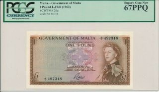 Government Of Malta Malta 1 Pound 1949 Pcgs 67ppq