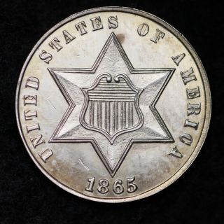 1865 Three Cent Silver Piece Gem Proof E203 Kflm