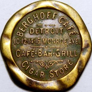 Pre 1933 Detroit Michigan Good Luck Swastika Token Berghoff Cafe Cigar Store