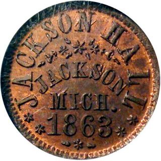 1863 Jackson Michigan Civil War Token Wm Jackson Ngc Ms65