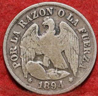 1894 Chile 1 Decimo Silver Foreign Coin