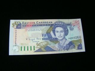 East Caribbean States 1993 $50.  00 Banknote Gem Unc.  Pick 29a