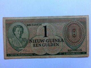 Rare Issue - Queen Juliana Netherlands Guinea,  1 Gulden,  1950