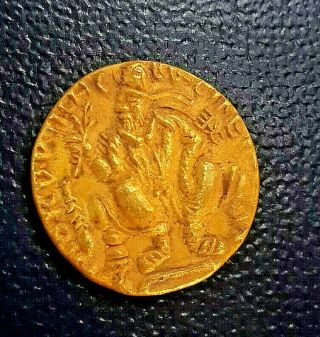 Old Kushan Vima Kadphises Siva Bull Nandi Holding Trident Solid Gold 18k Coin
