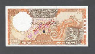 Ceylon Sri Lanka 100 Rupees Nd (1992) P95s Specimen Uncirculated
