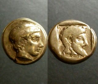 Mytilene Lesbos Electrum (gold/silver) Hekte_454 - 428 Bc_young Male Head