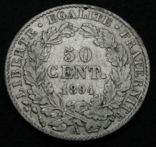 France 50 Centimes 1894 A - Silver - F/vf - 1710