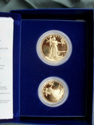 1987 Us American Gold Eagle Age Proof Set 2 Coins Total In Ogp W/ Jah