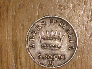 Italy Kingdom Of Napoleon 1811 M Silver 5 Soldi Coin Very Fine