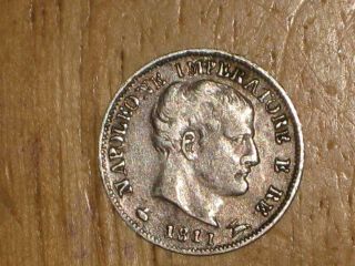 Italy Kingdom of Napoleon 1811 M silver 5 Soldi coin Very Fine 2