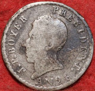 1827 Haiti 25 Centimes Silver Foreign Coin