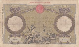 100 Lire Vg - Fine Banknote From Italy 1938 Pick - 55