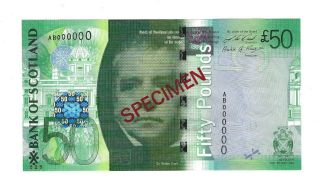 Scotland 50 Pounds 2009,  Bank Of Scotland,  Specimen P - 127s,  Fresh Unc,  Scarce