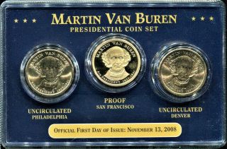 2008 Martin Van Buren First Day Of Issue Presidential Coin Set - P D Proof S