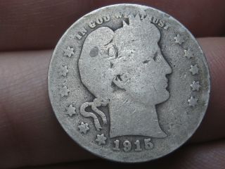 1915 S Silver Barber Quarter 25c - Good Details