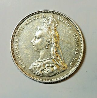 Great Britain : Silver Shilling 1887.  Queen Victoria.  0.  925 Silver.