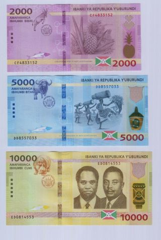 Burundi - 2019 - 2000,  5000 And 10.  000 Francs 2019 - Unc