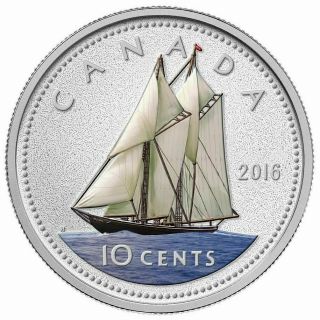 2016 Canada Coloured 10 Cent Big Coin - 5 Oz.  Fine Silver