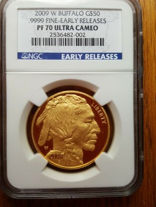 2009 W American Buffalo $50 Gold Coin Ngc Pf70 Ultra Cameo Early Releases