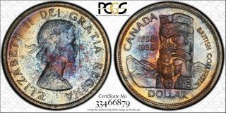 1958 Silver Dollar $1 Pcgs Ms - 64 - Multi - Color Toning
