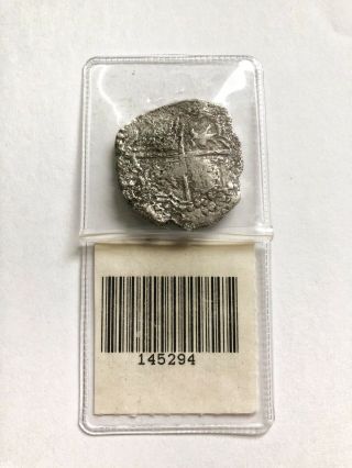 1622 Atocha Shipwreck Mel Fisher 8 Reale Silver Coin,  Grade 3,  21.  8 grams 2