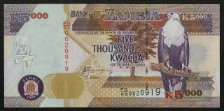 Zambia (p45b) 5000 Kwacha 2005 Aunc