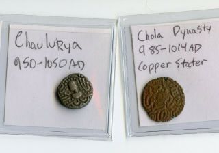 Ancient India Coins,  Chaulukia Silver 950ad And Chola Dynasty Copper 1000ad