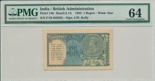 Government Of India India 1 Rupee 1935 Rare Pmg 64