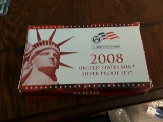 Us 2008 - Usmint Silver Proof 14 Coin Set State Quarters Presidential $1 W/coa