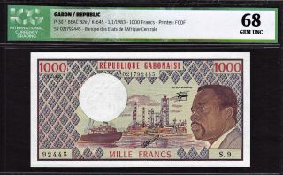 Gabon 1000 Francs 1/1/1983 Pick - 3d Gem Unc Icg 68