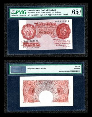 Great Britain 1948 - 1949 10 Shillings P 368a Pmg:65 Epq Gem Uncirculated