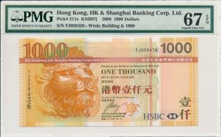 Hong Kong Bank Hong Kong $1000 2008 Pmg 67epq