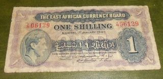 East African One Shilling Banknote 1943