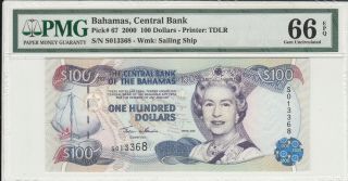 Bahamas pick 67 2000 100Dollars pmg66 EPQ gem unc 3