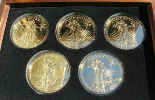 Washington Set of 8 x Half - Pound Golden Eagle Coins.  999 SILVER w/ 24K 2